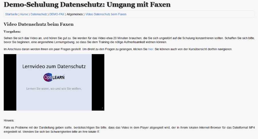 Optilearn Lernvideo Screenshot