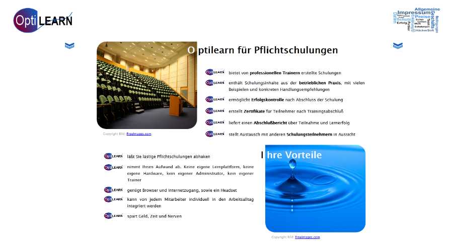 Optilearn Webseite Übersicht Pflichtschulungen